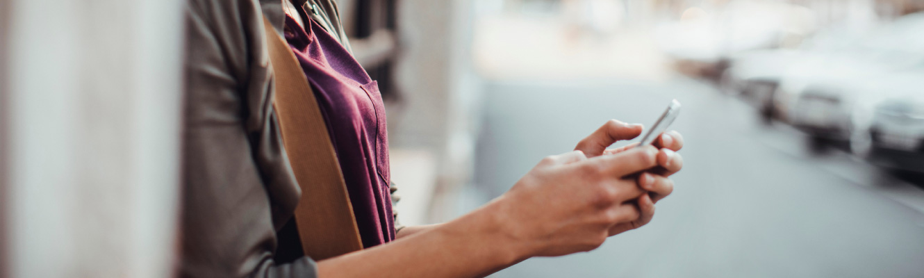 A woman on her mobile phone.