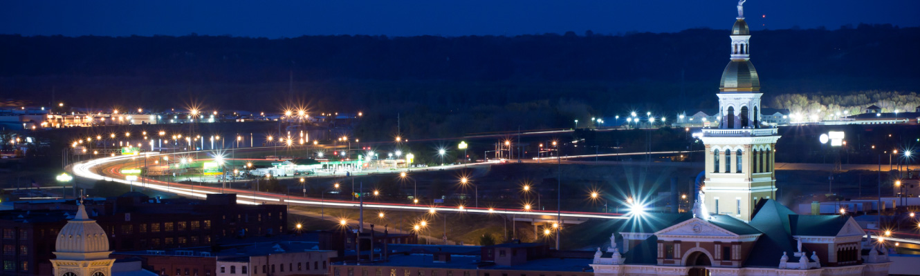 Dubuque skyline at night.