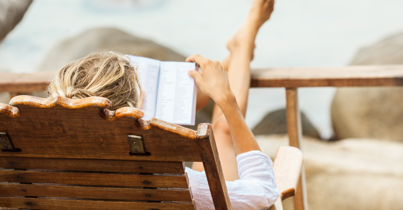 A woman relaxing on vacation