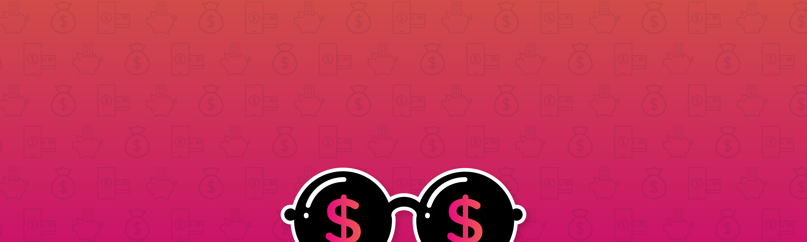 Bright neon background with dollar sign glasses