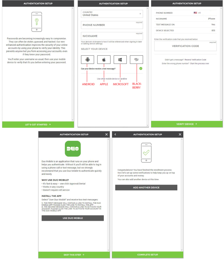 Step By Step screenshots of Multi Factor Authentication process